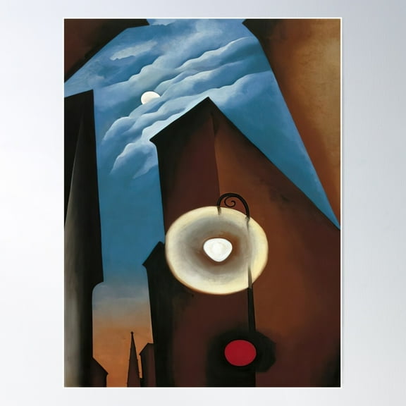 Georgia O'Keeffe - New York With Moon Poster Wall Art, Modern Wall Decor For Living Room Bedroom, 8x12 UNFRAMED