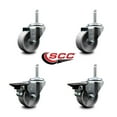 thumbnail image 2 of 3 Inch Semi Steel Wheel Swivel 3/4 Inch Threaded Stem Caster Set 2 Brakes SCC, 2 of 2