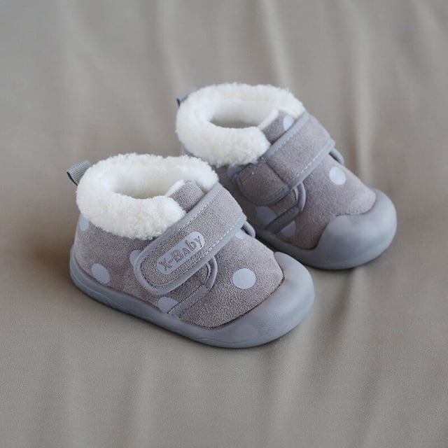 Zapatos de algodón para niños, nueva moda de invierno para niñas, además de botas cálidas de terciopelo, zapatos casuales para bebés y niños coreanos, 19-plantilla de 14,1 cm Gao Jinjia LED