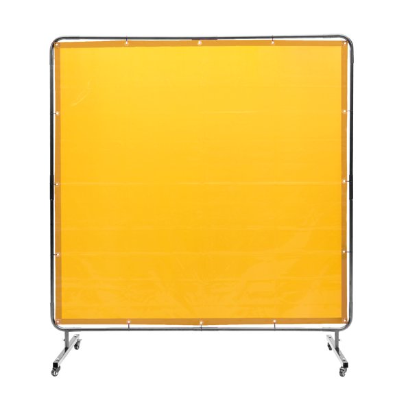VEVOR Welding Screen with Frame,6' x 6' Welding Curtain Screen, Flame-Resistant Vinyl Welding Protection Screen on 4 Swivel Wheel (2 Lockable), Moveable & Professional for Workshop/Industrial,Yellow