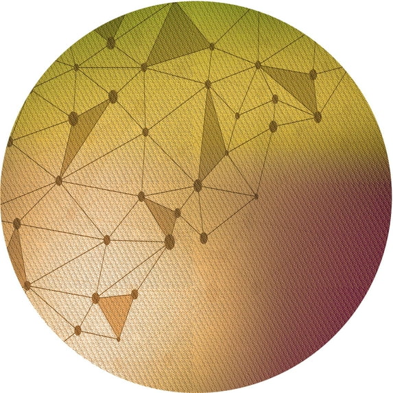 Ahgly Company Machine Washable Indoor Round Transitional Yellow Area Rugs, 6' Round