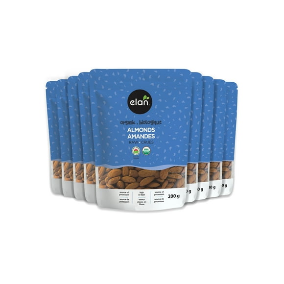 ELAN Organic Raw Almonds (GMO & Gluten Free), 8 Count, 200g