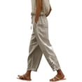 thumbnail image 2 of Baqcunre Work Pants For Women Women Suitable High Waist Pants Drawstring Capri Pants With Pockets Wide Leg Cropped Pants For Women Linen Pants Women'S Pants Khaki XXL, 2 of 9