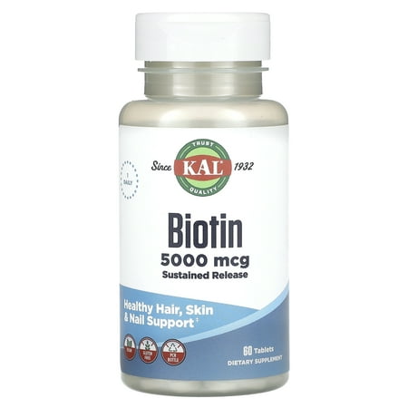 KAL Biotin, Sustained Release, 5,000 mcg, 60 Tablets