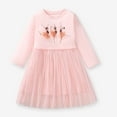 thumbnail image 2 of Bovxnpu Summer Girls Dresses, Girls Long Sleeve Round Neck Cotton Graphic Tulle Princess Casual Kids Dress Fall Winter Girls A-Line Sundress, 2 of 8