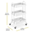 thumbnail image 4 of Whitmor 3-Tier Rolling Metal Cart - White, 4 of 5