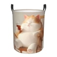 thumbnail image 1 of Balery Relaxing Cat With Tea Cesta de ropa redonda con asas, impermeable, independiente, para ropa, juguetes, dormitorio y familia-Medium, 1 of 6