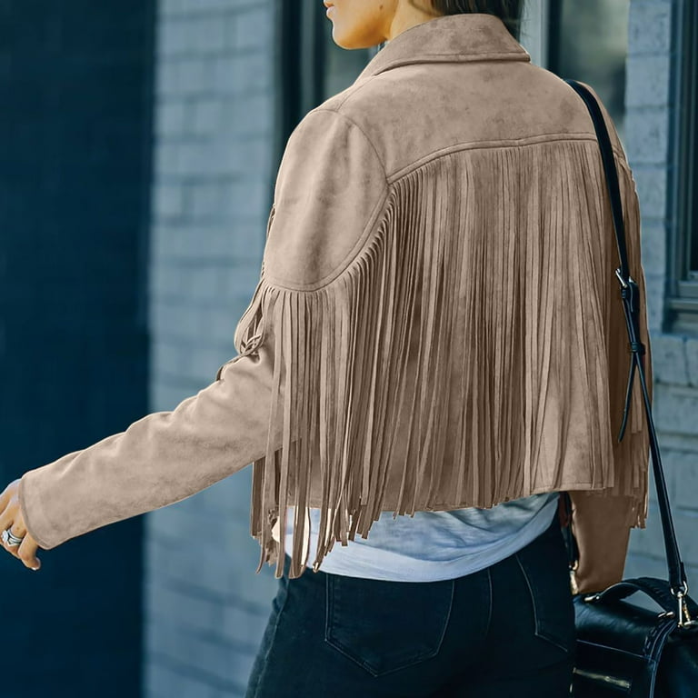 fartey Women's Faux Suede Leather Fringe Jacket Motorcycle fartey Women's Faux Suede Leather Fringe Jacket Motorcycle