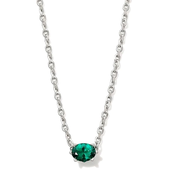 Kendra Scott Cailin Crystal Pendant Necklace Silver Green Crystal