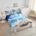 thumbnail image 4 of Erosebridal Dreamy Coastal Comforter Sets Twin Size, Seashell Beach Comforters & Duvets, Ocean Theme Reversible Duvet Insert, Ultra Soft Bedroom Decorative, 2pcs, 4 of 8