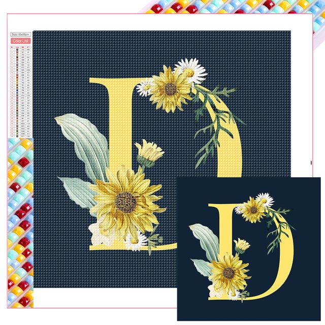 5D DIY Cuentas Cuadradas Completas Letra D Kit Del 40x40cm