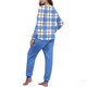 thumbnail image 5 of Conjunto de pijama informal de invierno para mujer, de doble cara, con cuello redondo estampado, manga larga, top anudado a mano, pantalones con cordón ajustable, ropa de casa, blusa de poliéster., 5 of 7