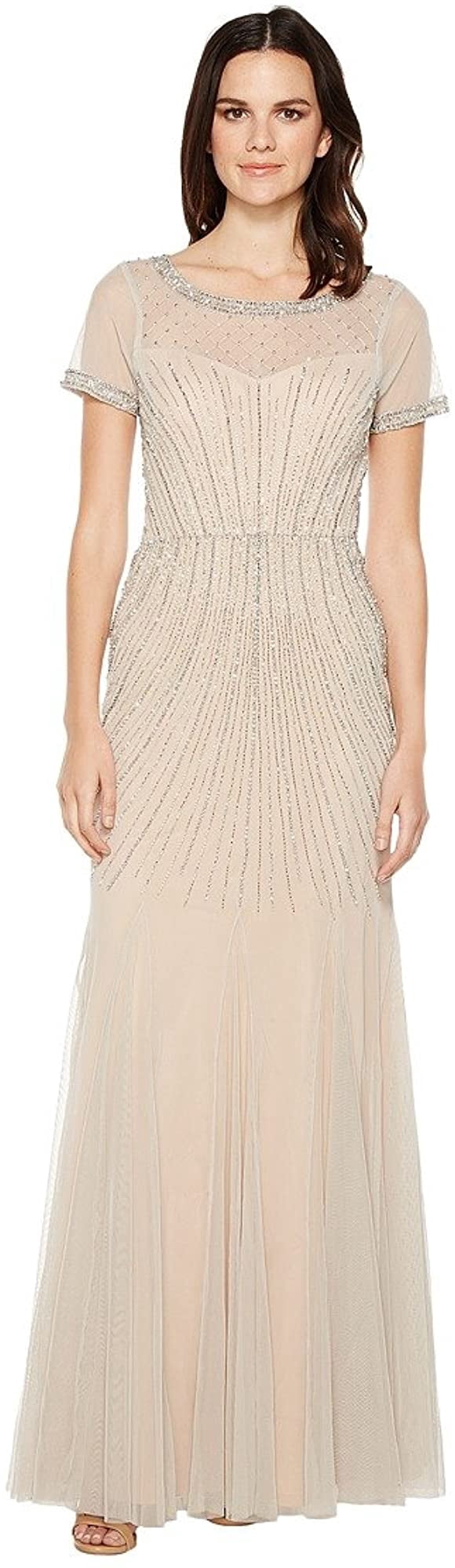 Adrianna Papell Womens Beaded Gown with 