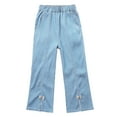 thumbnail image 2 of SGFCWSX Skinny Jeans for Girls Flare High Waist Denim Pants with Pockets Casual Pant Sky Blue Size 11 Years, 2 of 6