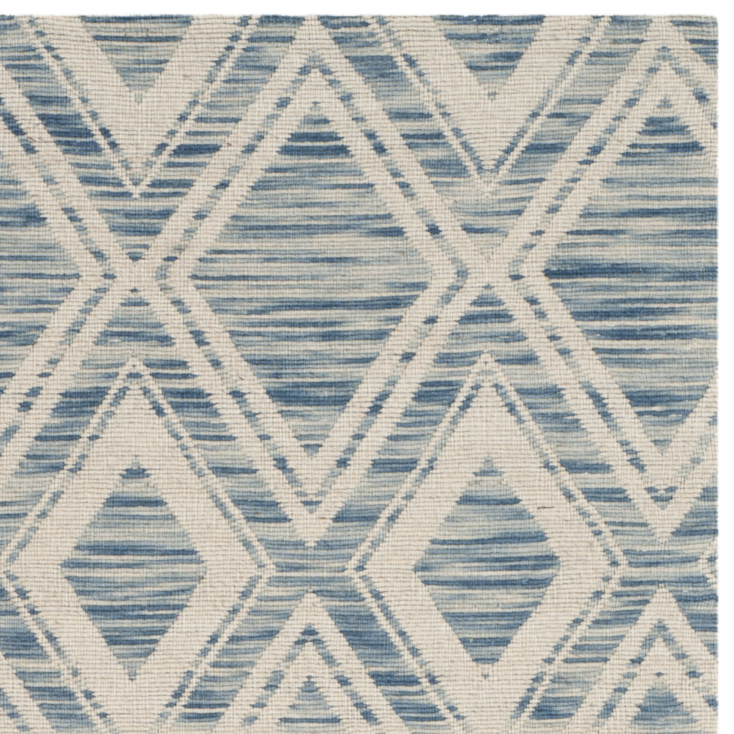 SAFAVIEH Marbella Alicia Geometric Diamonds Wool Area Rug, Dark Blue/Ivory, 3' x 5'