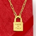 thumbnail image 6 of Ross-Simons Italian 18kt Gold Over Sterling "Made in Italy" Lock Pendant Paper Clip Link Necklace, Women's, Adult, 6 of 7