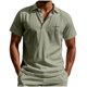 thumbnail image 2 of Blusa y camisa de manga corta con cuello vuelto para hombre, color liso, moda de verano, estampado informal, manga corta, botones, cuello vuelto, bolsillo, camisa de poliéster para hombre, 2 of 9