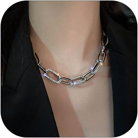 Chunky Gold Necklace for Women Puffy Heart Necklaces for Women Chunky Paperclip Necklace for Women Trendy Statement Necklace Jewelryfor women