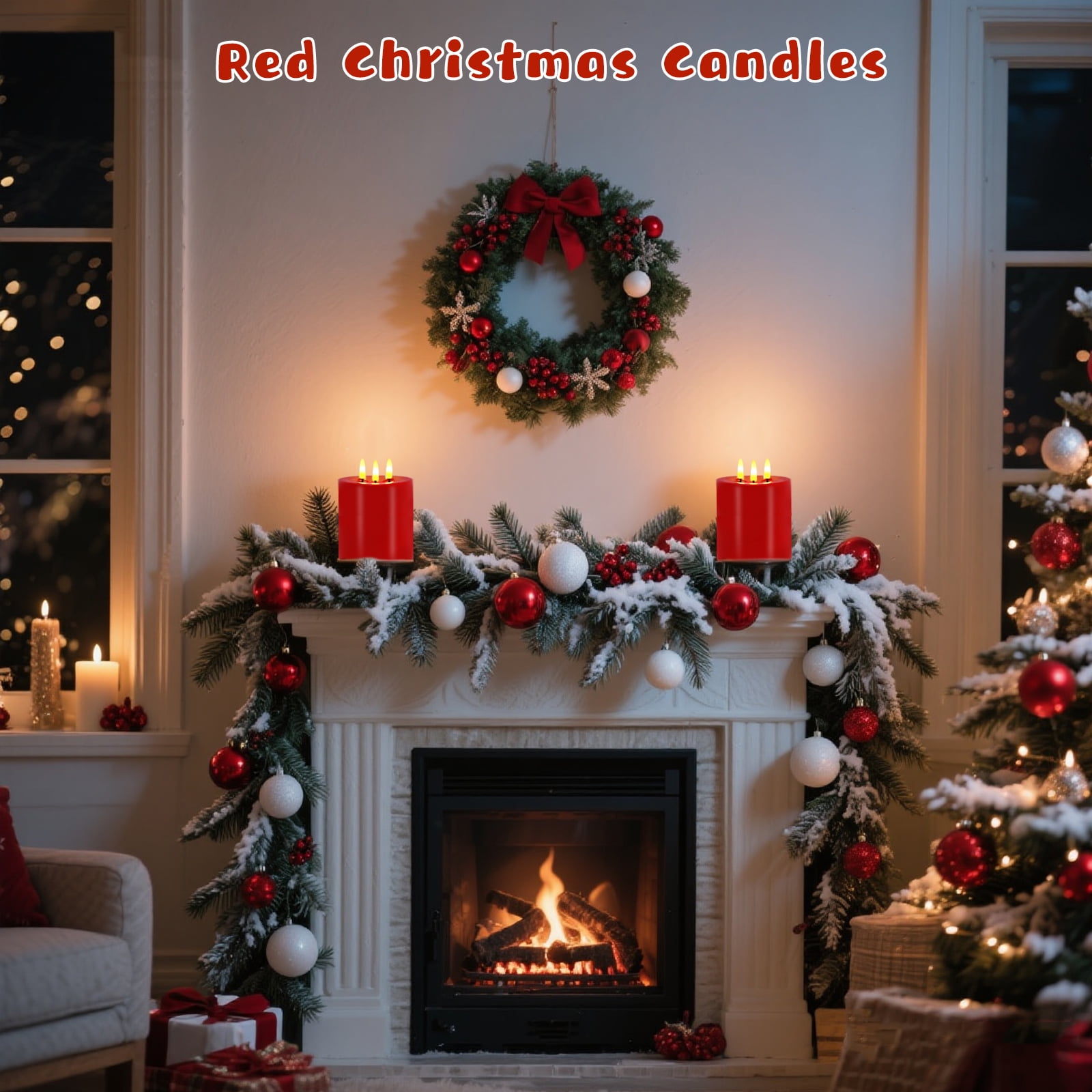 Large 3 Wick Flameless Candles Set of 2,  4"x4" Flickering Flameless Candles with Remote & Timer, Dimmable Real Wax LED Candles Battery Operated, Electric Pillar Candles for Home Xmas Decor