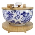 thumbnail image 6 of White Blue Koi Fish 28Oz Donburi Ramen Bowl With Lid Trivet Spoon Chopsticks Set, 6 of 9