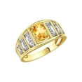 thumbnail image 5 of RYLOS Rings for Women 14K Gold Plated Silver Ring Classic Style 7X5MM Oval Gemstone &  Diamond Ring November Citrine Jewelry Size 10, 5 of 6
