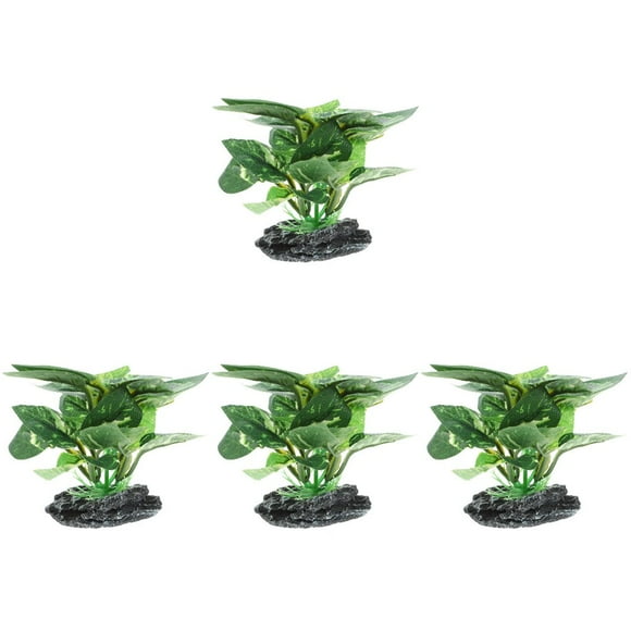 Dsseng Lot de 4 Décorations Aquarium Naturel Plante Artificielle Poissons Rouges Décorations pour Réservoir