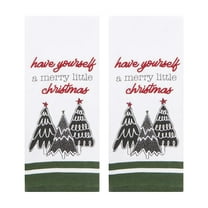 Winter Wonder Lane Kitchen Towels, Christmas Tree Design, 2 Pack, White, 100% Cotton