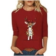 thumbnail image 2 of Cadancy Christmas T Shirts for Women Plus Size Holiday Vintage Dressy Blouses Xmas Cute Print Party Casual Blouse 3/4 Sleeve Funny Crewneck Winter Tops, 2 of 5