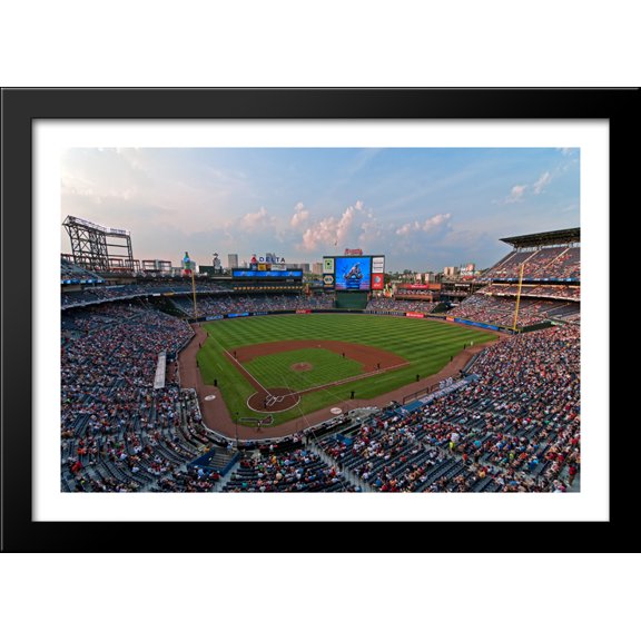 Turner Field 40x28 Large Black Wood Framed Print Art - Home of the Atlanta Braves