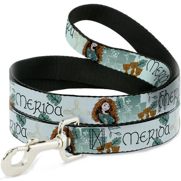 Disney Pet Leash, Dog Leash, Brave Merida Castle and Three Bear Brothers Pose with Script, 4 Feet Long 0.5 Inch Wide