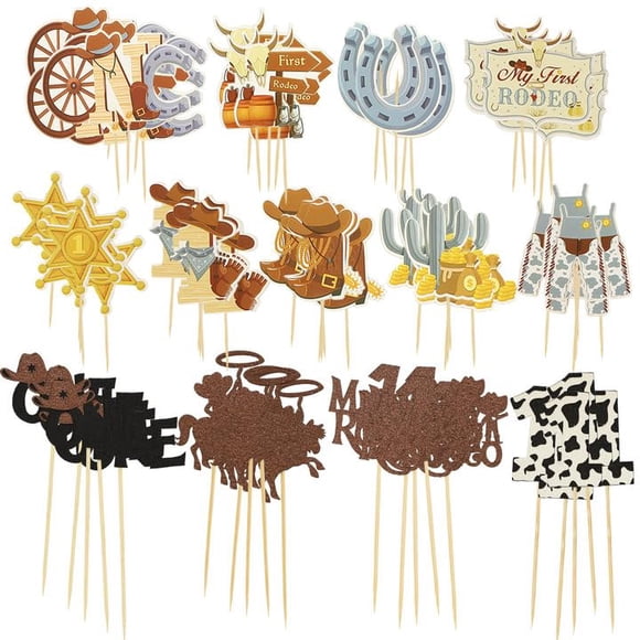 Decoración para cupcakes Giococo My First Rodeo, 60 unidades, Cowboy Party