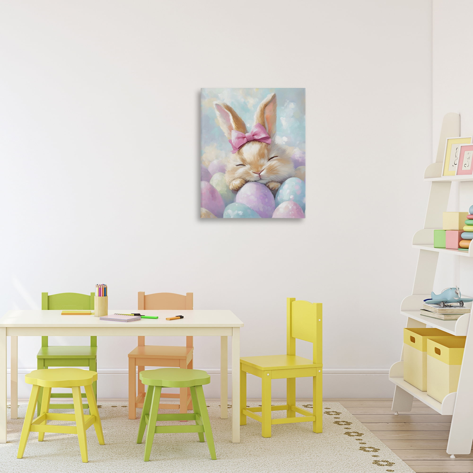 Stupell Industries Sleeping Easter Bunny with Eggs Canvas Wall Art, design by The Prints Vibe