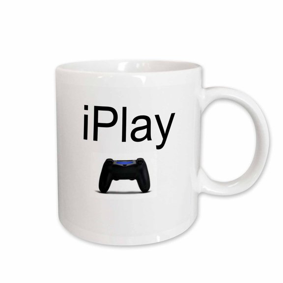 3drose, Iplay, Black Lettering on White Background, Picture of Game Controller, 15oz Mug
