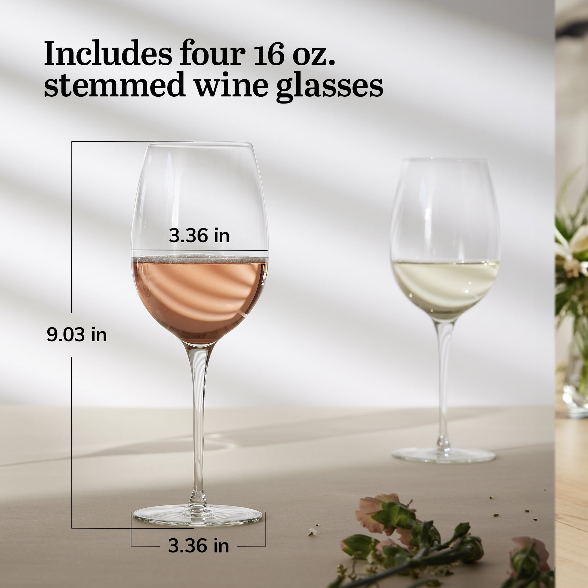 Libbey Signature Kentfield Estate All Purpose Wine Glasses Set of 4, Long Stem Wine Glasses for Red and White Wine, Perfect Glass Goblet Gift Set