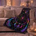 thumbnail image 6 of Zodiac Wheel with Crystals and Moons, Mystical Astrology Style for Zodiac Lovers, Rainbow Star Chart and Birthday Gift, Soft Flannel Blanket for Bedroom and Meditation Room, Celestial Home Decor, 6 of 9