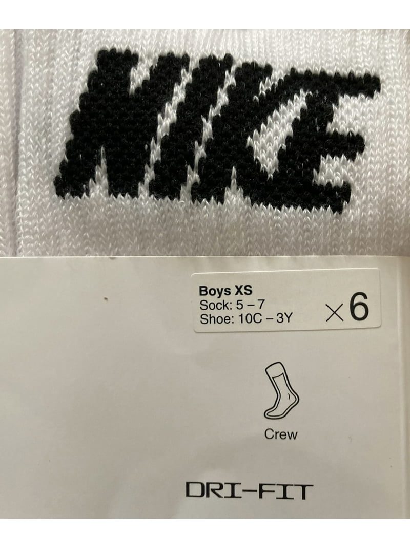 Nike Kids 6-Pack Everyday Cushioned Crew Socks White/Black 'NIKE