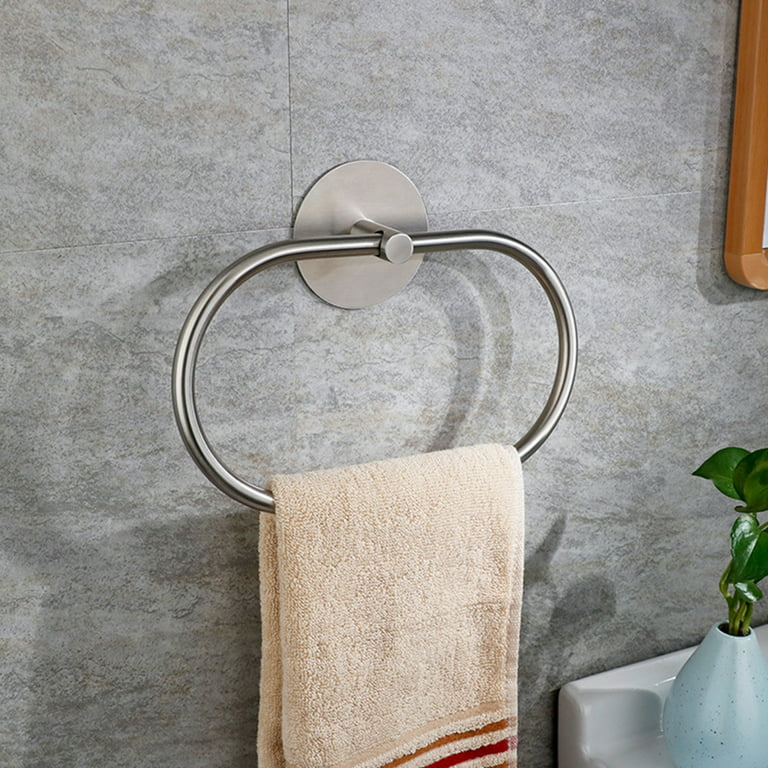 VAEHOLD Self Adhesive Hand Towel Holder for Bathroom, Silver Towel Rack  Towel Ring Hanger Towel for Kitchen No Drilling - SUS 304 Stainless Steel