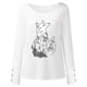 thumbnail image 4 of Moda mujer casual impreso cuello redondo manga larga otoño blusa pullver tops Pompotops FGAJ7001, 4 of 5
