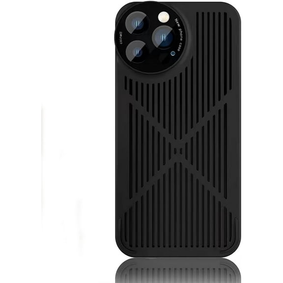 Compatible with iPhone 13 Pro Max Frameless Case Bumper Ultra Thin Hollow Cooling Heat Dissipation Lens Protector Cover Protective Shockproof for Women Man Black