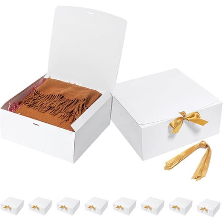 Large Gift Boxes with Lids 12x12x5 Inches 10 Pack Bridesmaid Proposal Boxes White Extra Deep Gift Box for Presents, Craft Boxes for Christmas, Wedding, Graduation, Holiday, Birthday Gift