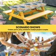 thumbnail image 6 of Blue Yellow Tulips Table Cloths for 5 Foot Rectangle Tables, Retro Farmhouse Flower Barn Doors Wooden Patio Waterproof Elastic Fitted Tablecloths, Washable Rectangular Table Cover for Camping, 6 of 8