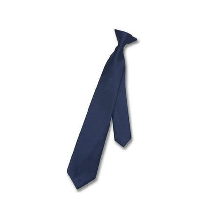 Notes Navy Blue Necktie - Vesuvio Napoli Boy's CLIP-ON NeckTie Solid NAVY BLUE Color Youth Neck Tie