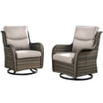 thumbnail image 7 of Planntonneo Wicker Patio Chairs Set of 2, Outdoor High Back Swivel Glider Rocking Chairs with 5'' Thick Beige Cushions for Porch Balcony Backyard, 7 of 7