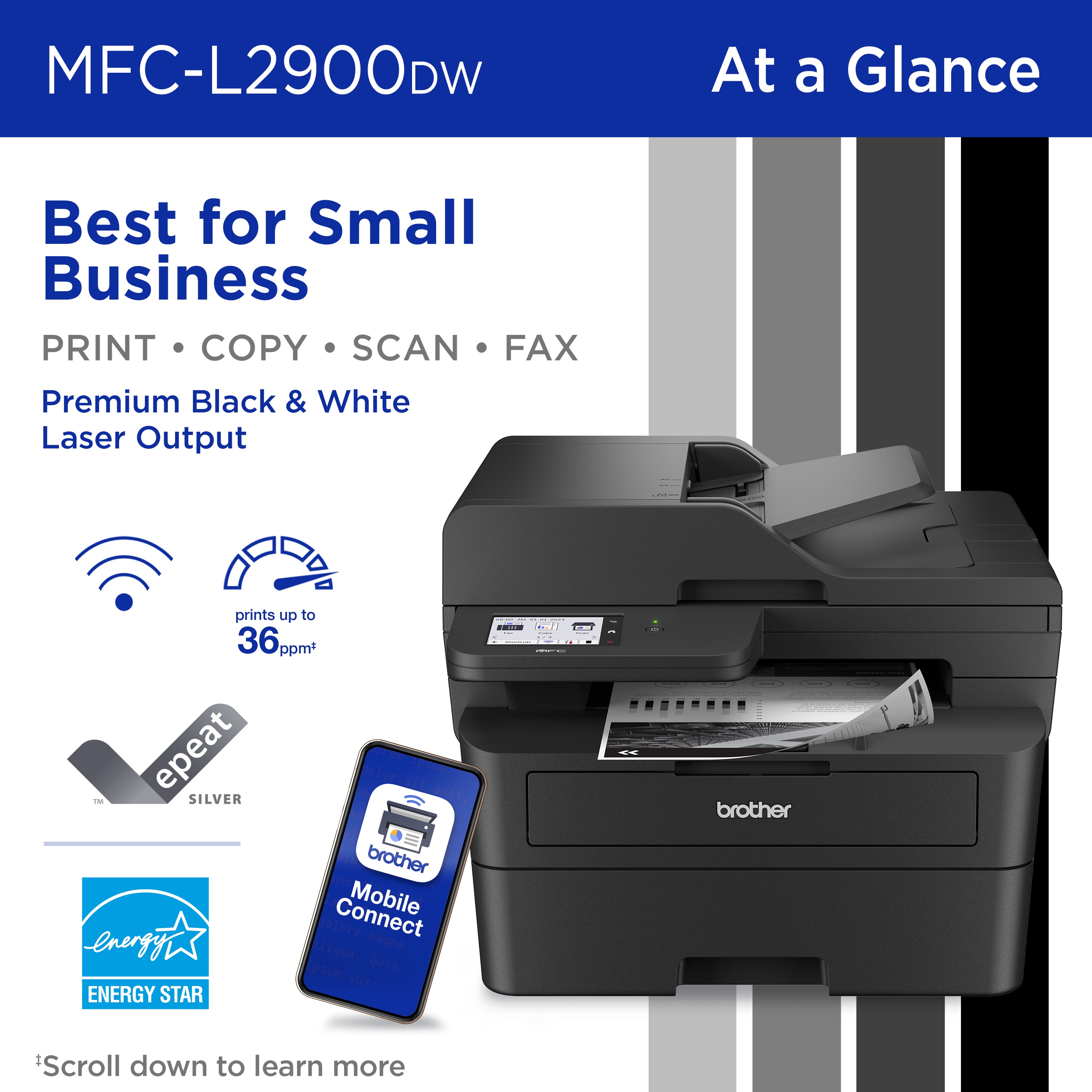 Brother MFC-L2900DW XL Wireless Monochrome All-in-One Laser photo 2