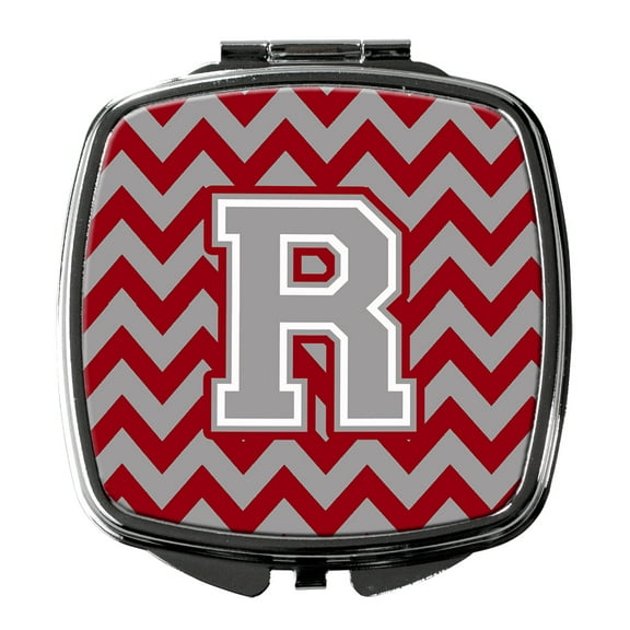 Letter R Chevron Crimson and Grey   Compact Mirror