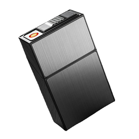 PPLoney USB Rechargeable Windproof Flameless Lighter with Case - Metal Cigarettes Lighter for Home, Kitchen, Outdoor Use - Silver/Gold - Safe and Easy to Use