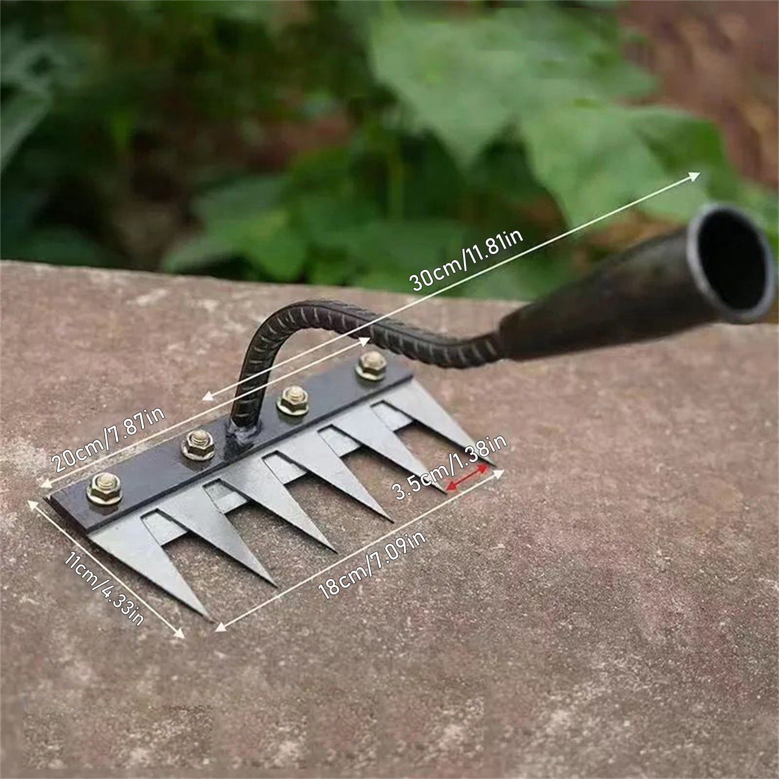 WMGHA Iron Rake - 2025 New Heavy-Duty Weed Rake for Gardening,Lawn Care & Dethatchin,5/6/7/8 Teeth Carbon Steel Detachable Weeding Tool Durable & Lightweight Yard Equipment(no wooden handle)