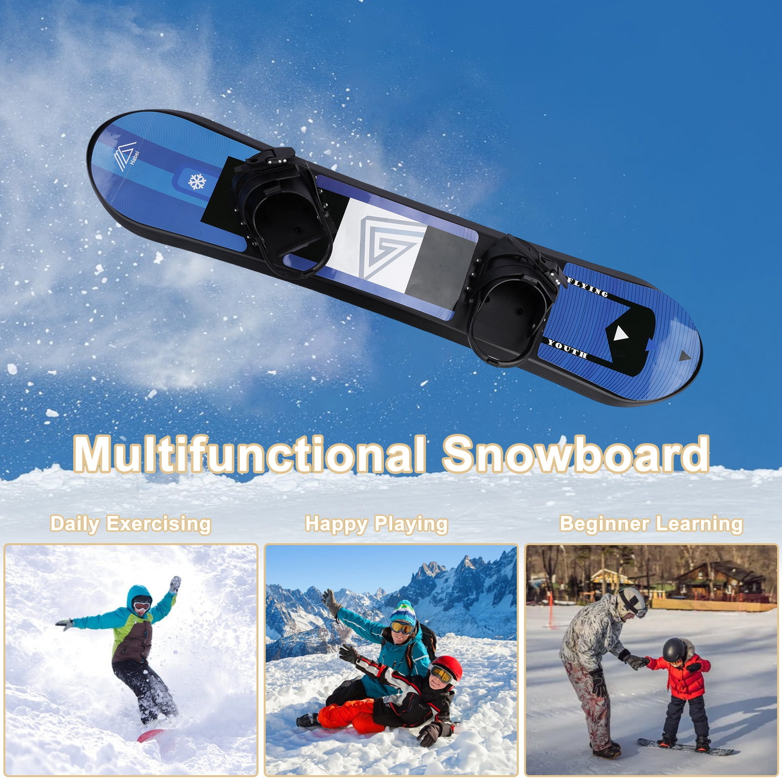 dnusflzt Kids Snowboard,Heavy Duty Plastic Beginner Outdoor