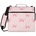 thumbnail image 2 of Zipper Binder with Shoulder Strap 2 inch 3 Ring Waterproof File Folder Organizer Bag 500 Sheet Pink Bow Pattern, 2 of 8