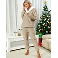 thumbnail image 5 of Women's Fluzzy Sherpa Fleece Pajamas Warm Pullover Lapel Sleepwear Sets, 5 of 7